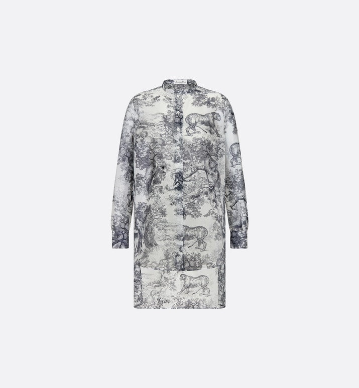 Long Blouse • White Toile de Jouy Cotton Voile