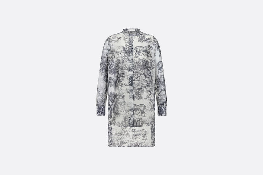 Long Blouse • White Toile de Jouy Cotton Voile