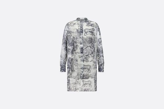 Long Blouse • White Toile de Jouy Cotton Voile