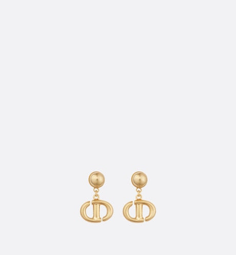 CD Navy Earrings • Gold-Finish Metal