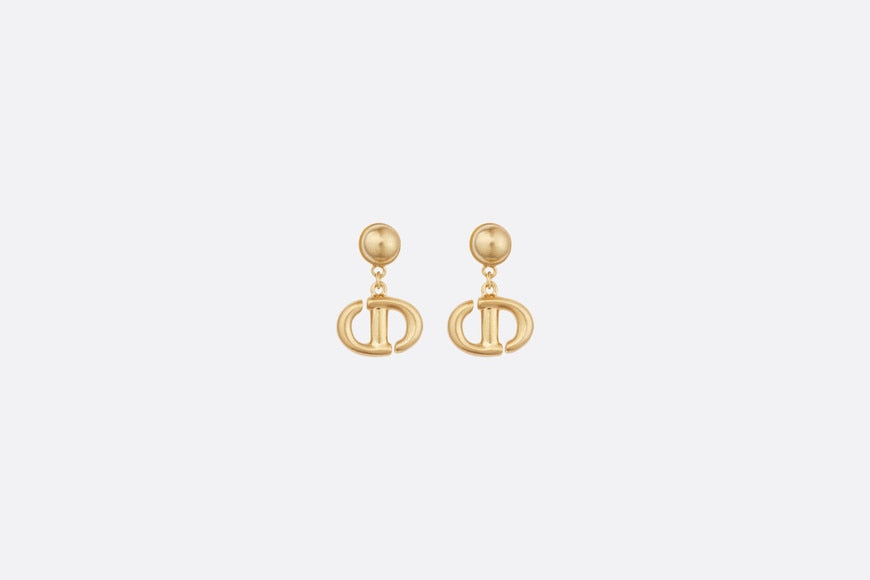 CD Navy Earrings • Gold-Finish Metal