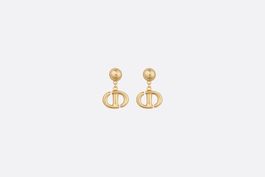 CD Navy Earrings • Gold-Finish Metal