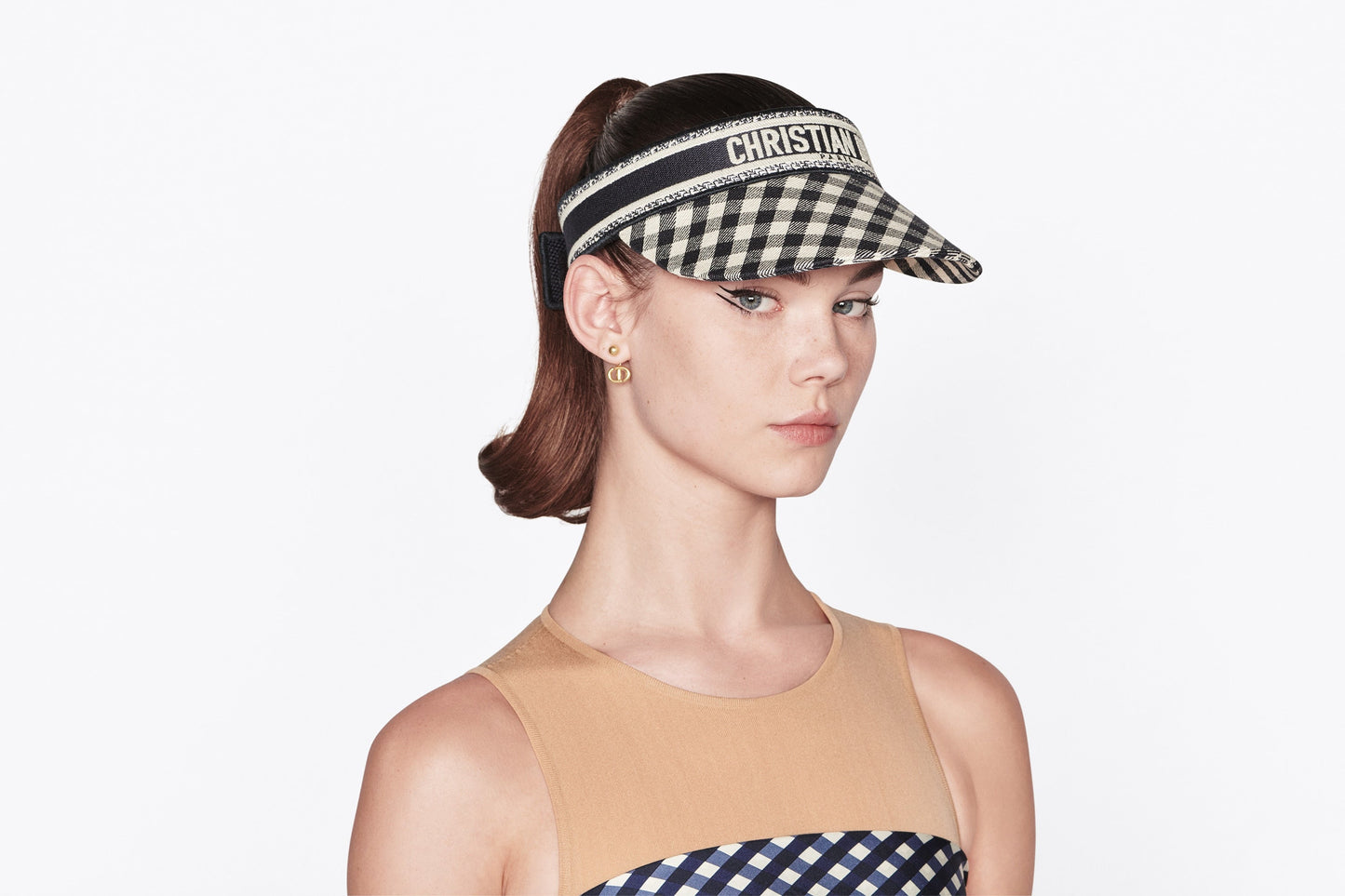 CD Navy Earrings • Gold-Finish Metal