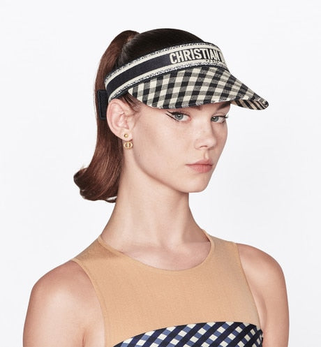 CD Navy Earrings • Gold-Finish Metal