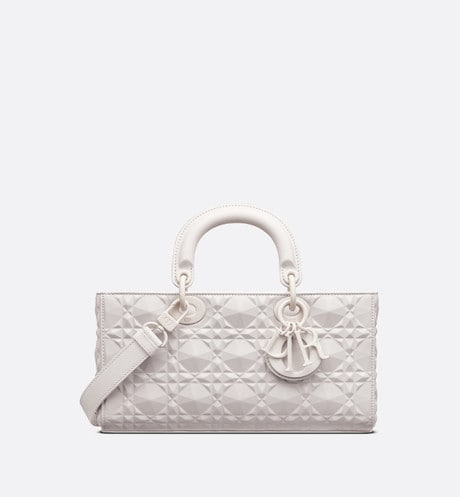 Medium Lady D-Joy Bag • Latte Cannage Calfskin with Diamond Motif