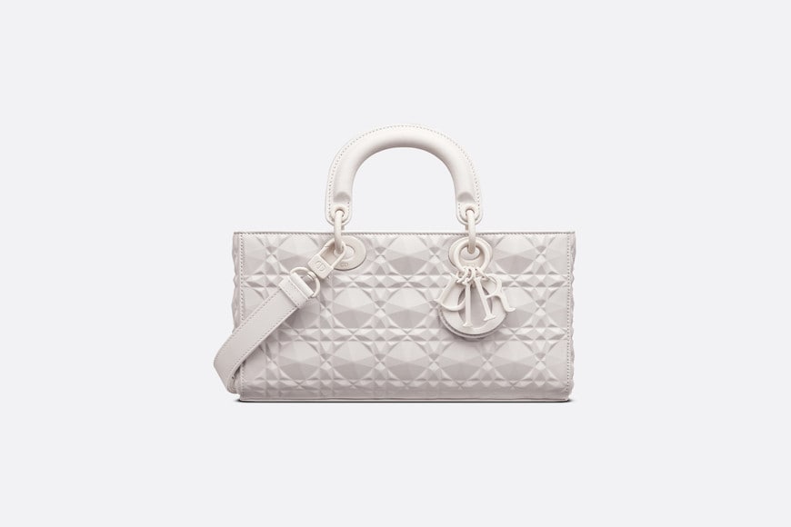 Medium Lady D-Joy Bag • Latte Cannage Calfskin with Diamond Motif