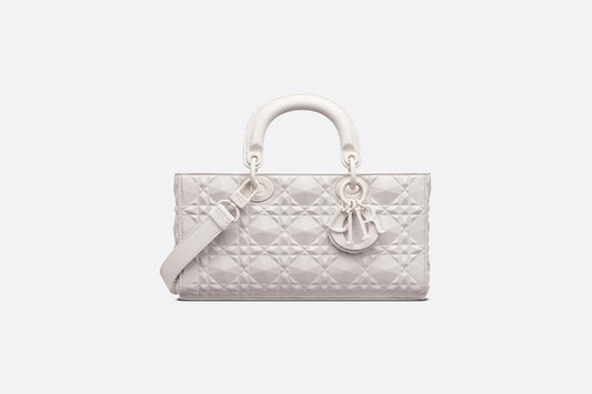 Medium Lady D-Joy Bag • Latte Cannage Calfskin with Diamond Motif