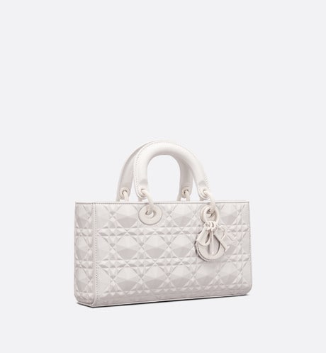 Medium Lady D-Joy Bag • Latte Cannage Calfskin with Diamond Motif