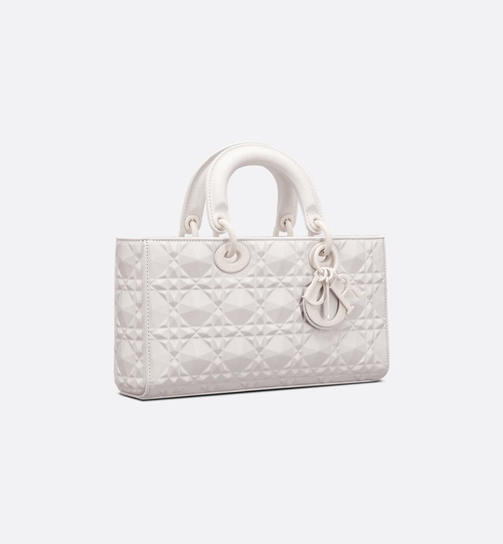 Medium Lady D-Joy Bag • Latte Cannage Calfskin with Diamond Motif