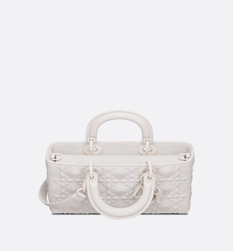 Medium Lady D-Joy Bag • Latte Cannage Calfskin with Diamond Motif