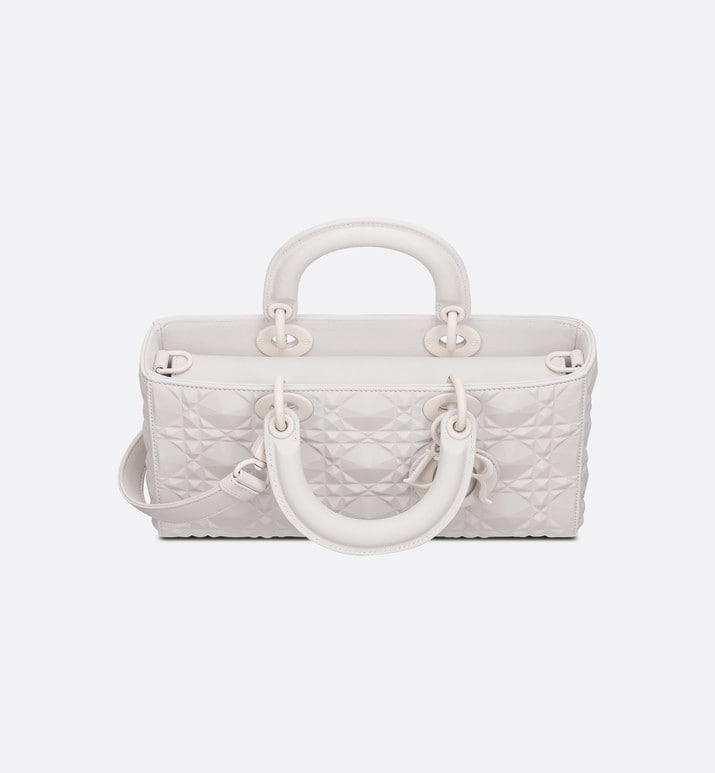 Medium Lady D-Joy Bag • Latte Cannage Calfskin with Diamond Motif