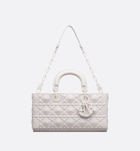 Medium Lady D-Joy Bag • Latte Cannage Calfskin with Diamond Motif