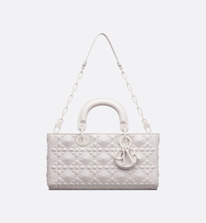 Medium Lady D-Joy Bag • Latte Cannage Calfskin with Diamond Motif