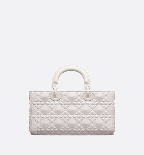 Medium Lady D-Joy Bag • Latte Cannage Calfskin with Diamond Motif