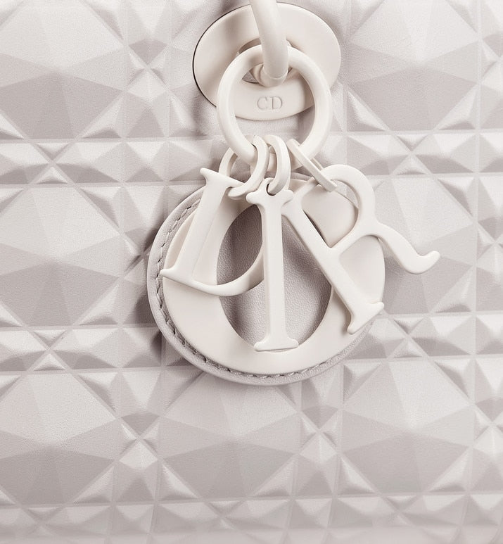 Medium Lady D-Joy Bag • Latte Cannage Calfskin with Diamond Motif