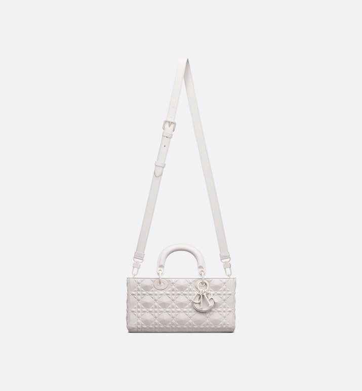 Medium Lady D-Joy Bag • Latte Cannage Calfskin with Diamond Motif