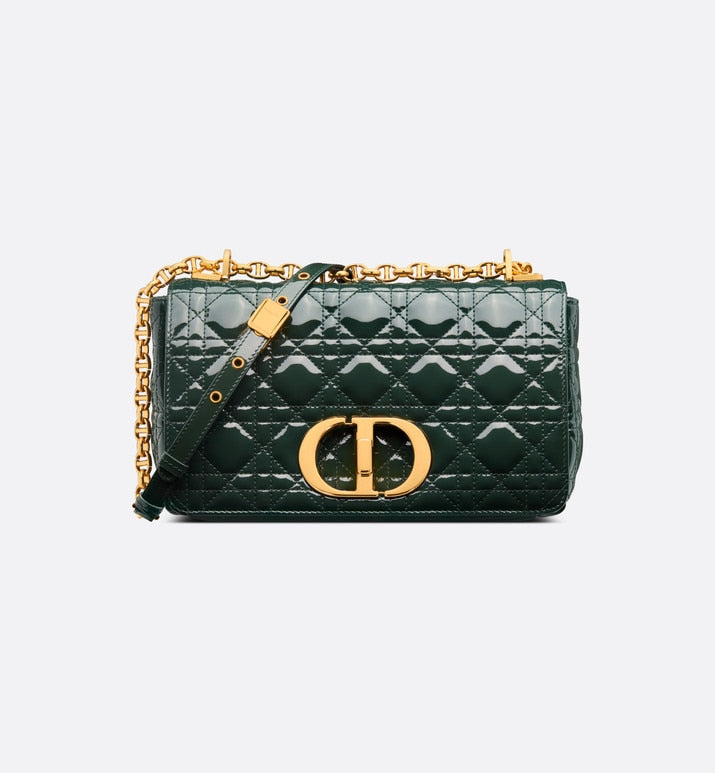 Medium Dior Caro Bag • Cypress Green Patent Cannage Calfskin