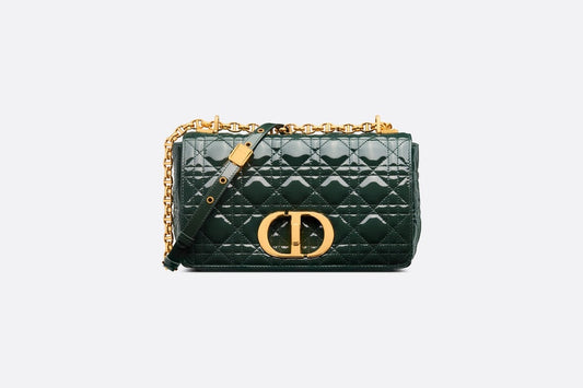 Medium Dior Caro Bag • Cypress Green Patent Cannage Calfskin