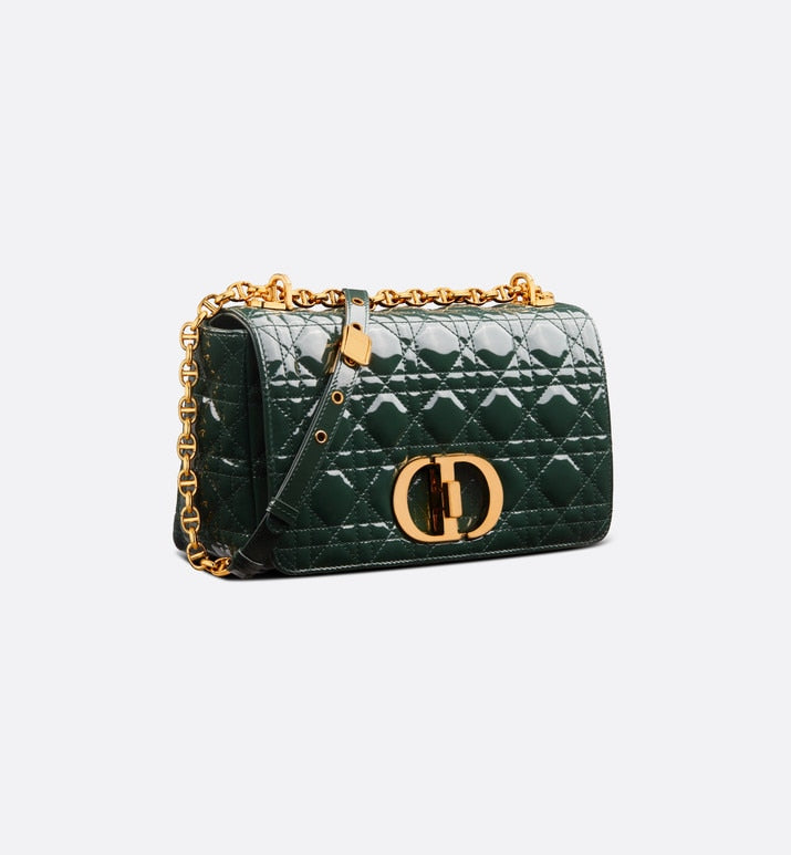 Medium Dior Caro Bag • Cypress Green Patent Cannage Calfskin