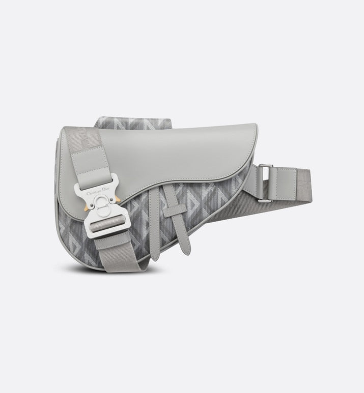 Saddle Bag • Dior Gray CD Diamond Canvas and Grained Calfskin