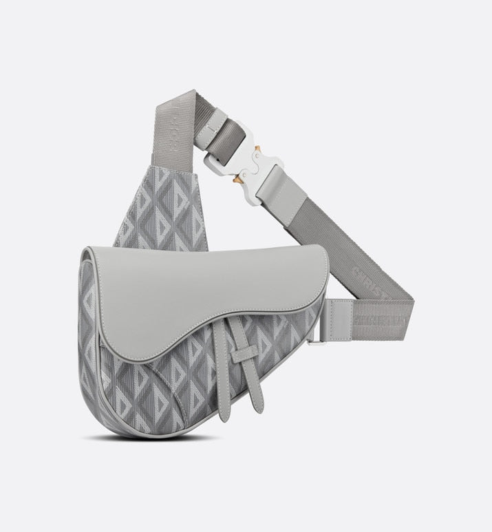 Saddle Bag • Dior Gray CD Diamond Canvas and Grained Calfskin