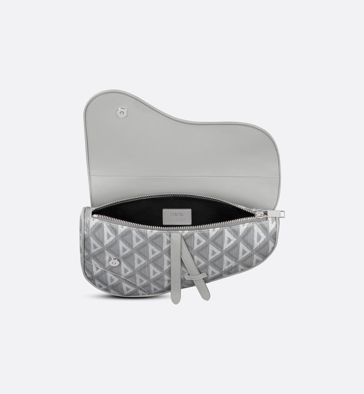 Saddle Bag • Dior Gray CD Diamond Canvas and Grained Calfskin