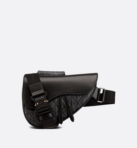 Saddle Bag • Black CD Diamond Canvas and Grained Calfskin