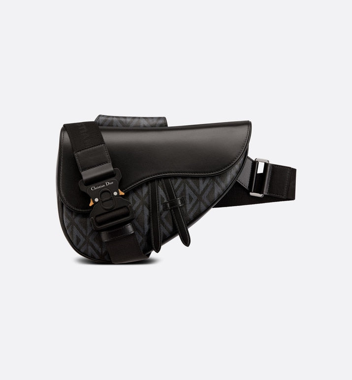 Saddle Bag • Black CD Diamond Canvas and Grained Calfskin