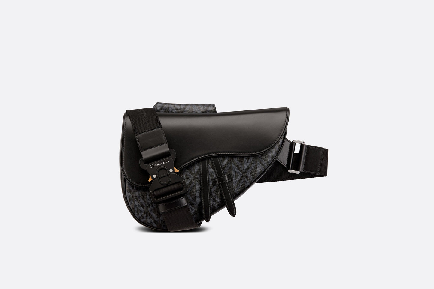 Saddle Bag • Black CD Diamond Canvas and Grained Calfskin