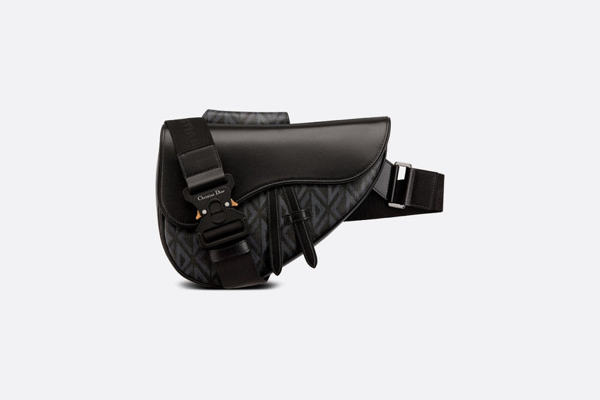 Saddle Bag • Black CD Diamond Canvas and Grained Calfskin