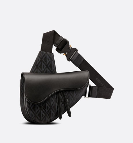 Saddle Bag • Black CD Diamond Canvas and Grained Calfskin