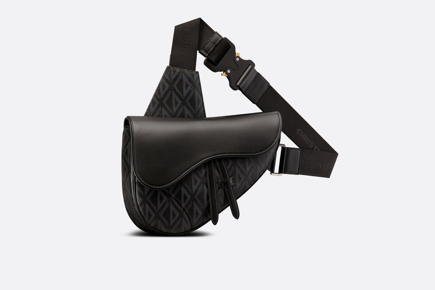 Saddle Bag • Black CD Diamond Canvas and Grained Calfskin