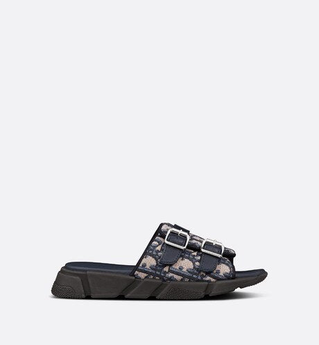 Kid's Sandal • Navy Blue and Beige Dior Oblique Technical Jacquard