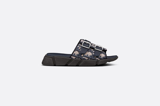Kid's Sandal • Navy Blue and Beige Dior Oblique Technical Jacquard