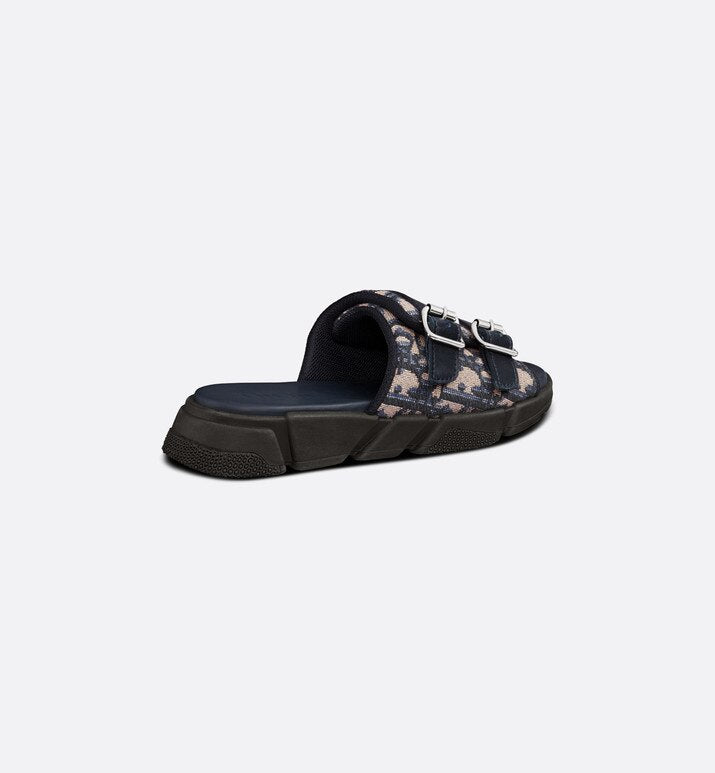 Kid's Sandal • Navy Blue and Beige Dior Oblique Technical Jacquard