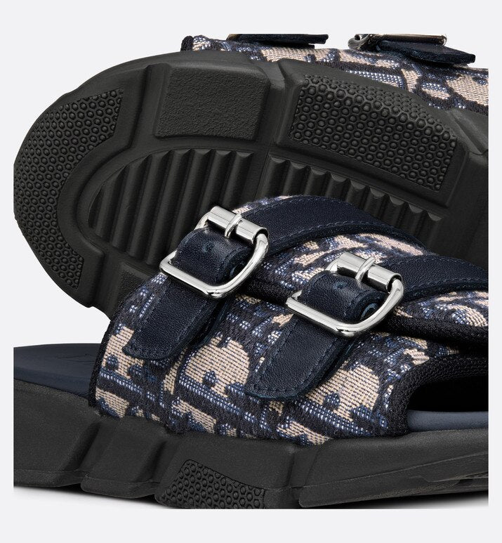 Kid's Sandal • Navy Blue and Beige Dior Oblique Technical Jacquard