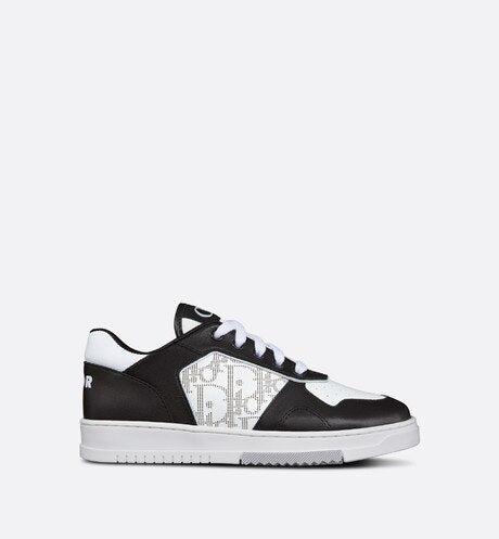 B27 Kid's Low-Top Sneaker • Black and White Smooth Calfskin and White Dior Oblique Galaxy Leather
