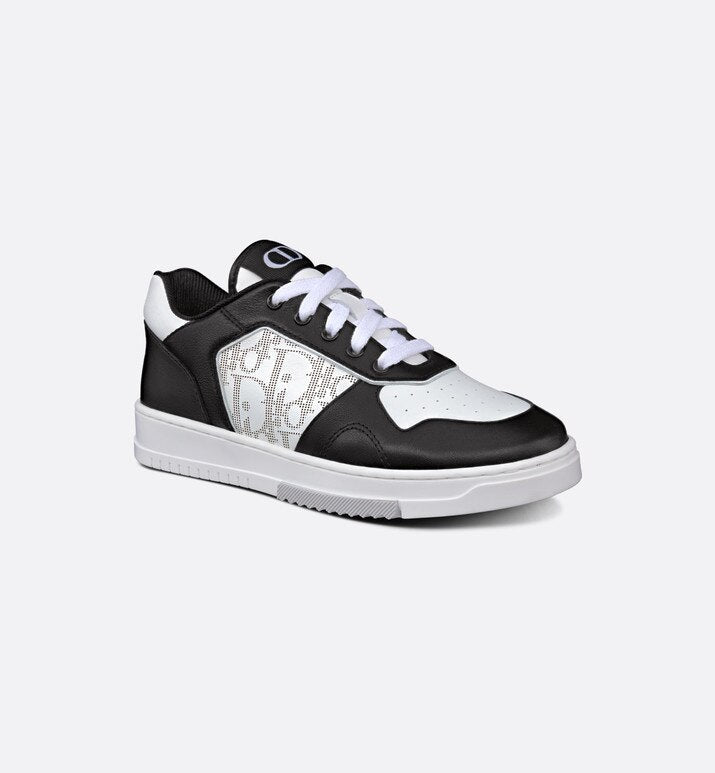 B27 Kid's Low-Top Sneaker • Black and White Smooth Calfskin and White Dior Oblique Galaxy Leather