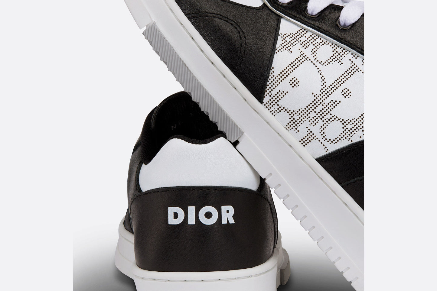 B27 Kid's Low-Top Sneaker • Black and White Smooth Calfskin and White Dior Oblique Galaxy Leather