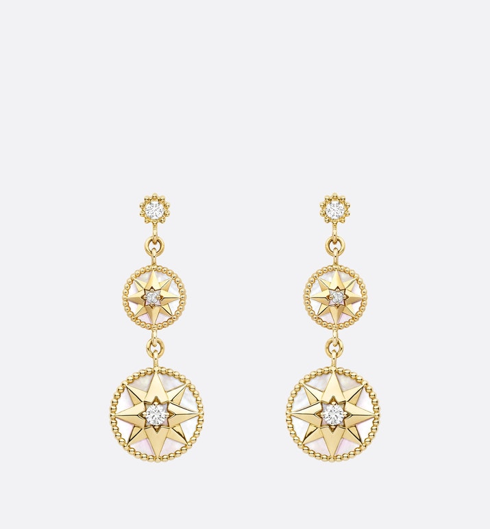 Rose Des Vents Earrings • Yellow Gold, Diamonds and Mother-of-Pearl