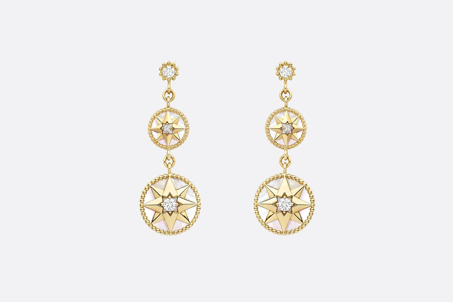Rose Des Vents Earrings • Yellow Gold, Diamonds and Mother-of-Pearl
