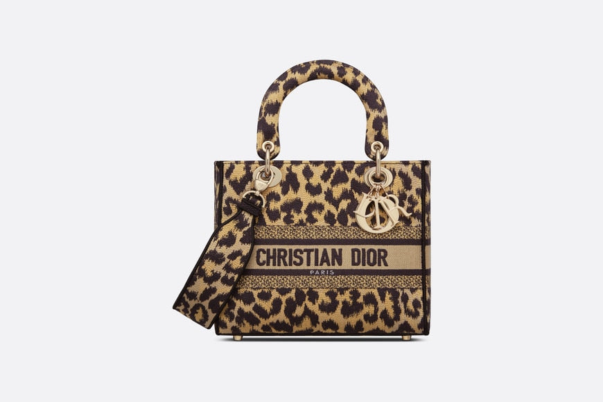 Medium Lady D-Lite Bag • Beige Multicolor Mizza Embroidery