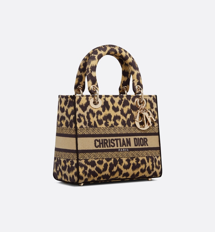 Medium Lady D-Lite Bag • Beige Multicolor Mizza Embroidery