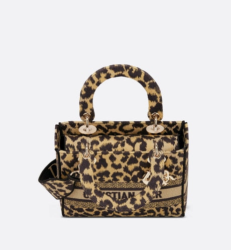 Medium Lady D-Lite Bag • Beige Multicolor Mizza Embroidery