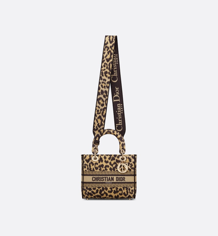Medium Lady D-Lite Bag • Beige Multicolor Mizza Embroidery