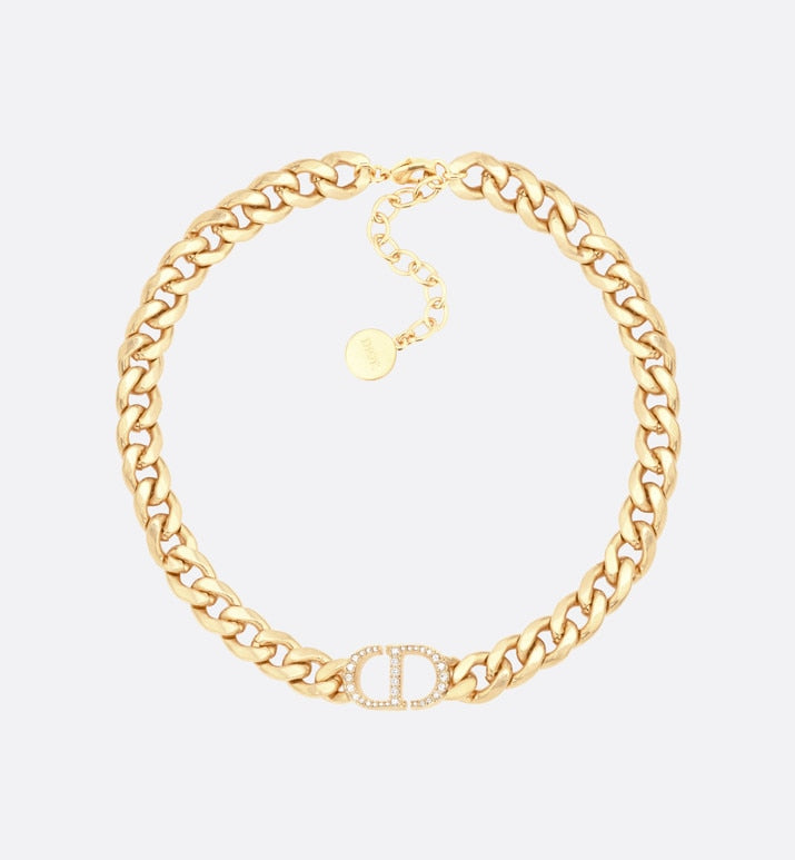 30 Montaigne Necklace • Gold-Finish Metal and Silver-Tone Crystals