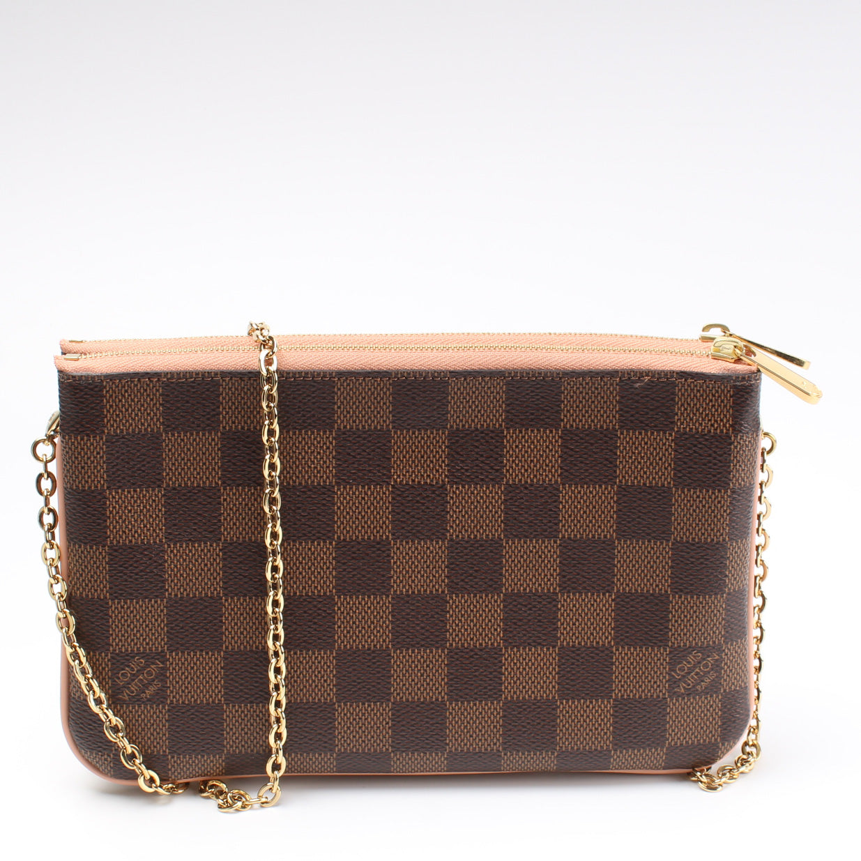 Pochette Double Zip Damier Ebene