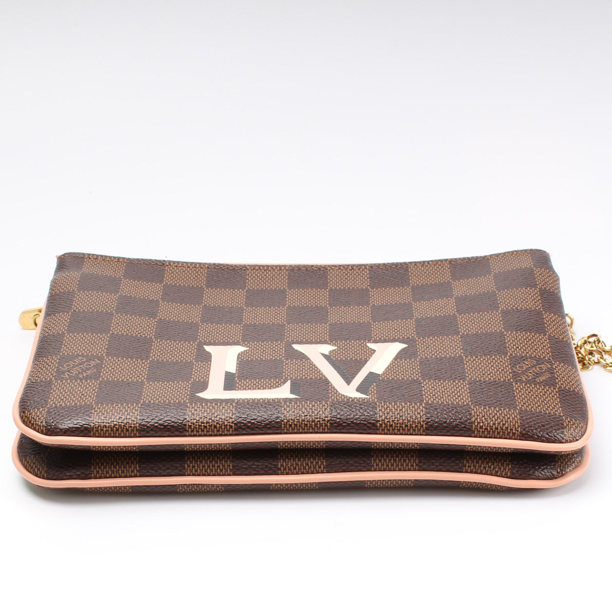 Pochette Double Zip Damier Ebene