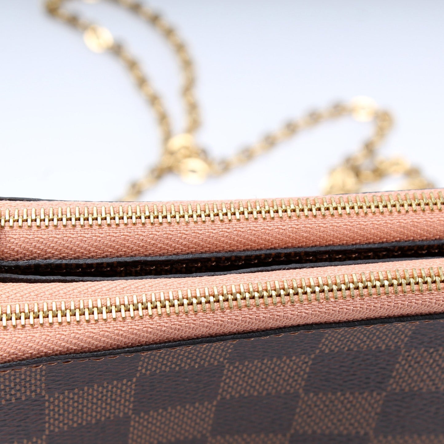 Pochette Double Zip Damier Ebene