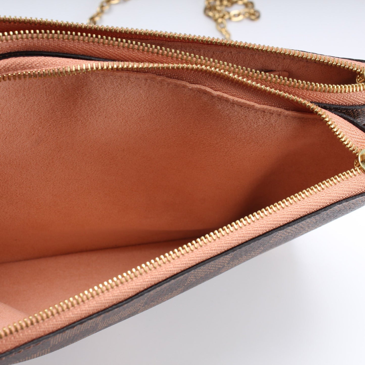 Pochette Double Zip Damier Ebene